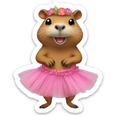 Capybara dancing in tutu  sticker