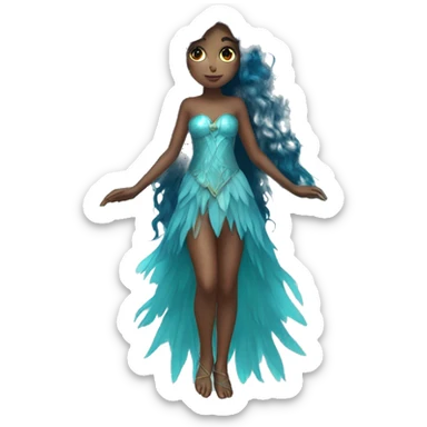 Beautiful, fairy, blue, turqoise, long hair, big wings sticker