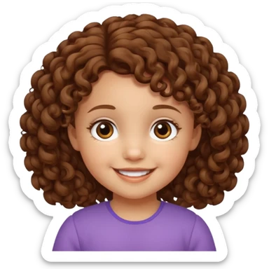 3yr old girl curly brown hair brown eyes sticker