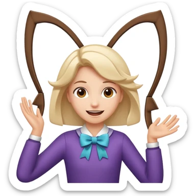 excited happy parting w a bow  sticker