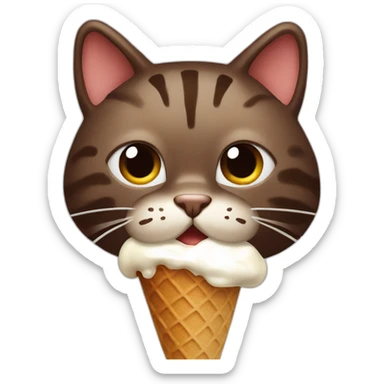 a-cat-eating-chocolate-shaving-icecream sticker