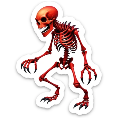 A black and red gradient epic shiny cool edgy skeletal monster-creature, full body sticker