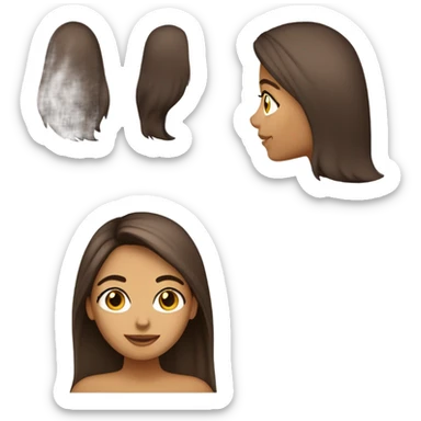 chica de piel clara pero morena pelo medio liso castaño (rubio oscuro) ojos marrones y pestañas largas sticker