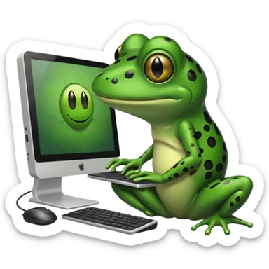 frog png with desktop computer works deeply sticker