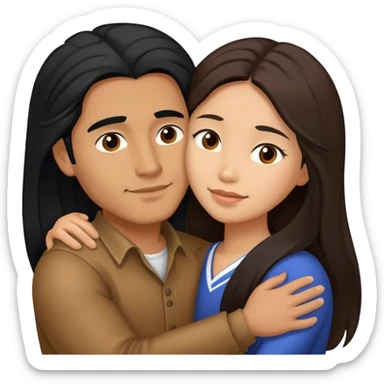 Caramel brown latino man with long black hair hugging brown hair Filipina sticker