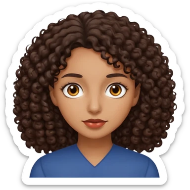 mujer pelo rizado pero no tanto  largo color marron oscuro, ojos marrones oscuros sticker