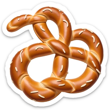 Pretzel Cinematic Realistic Pretzel Snack Emoji, depicted as a single, perfectly twisted pretzel with a glossy, salted crust, rendered with lifelike textures and warm, inviting lighting. sticker