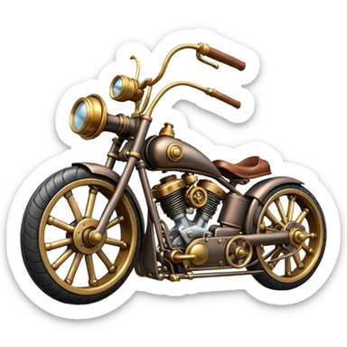 Tandem-wheel double axle steam engine motorcycle (two wheels in the back, one in front of the other) sticker