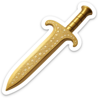 Recolor this weapon to a plated gold color with ornate engravings inlaid with diamonds. The gold should be rich and metallic, and the engravings should sparkle with diamond accents. Transparent background. sticker