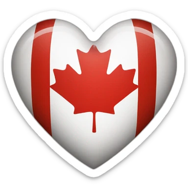 canadian flag in the shape of a heart with smooth edges sticker