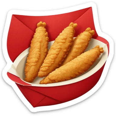breaded chicken tenders in a red paper food boat  sticker