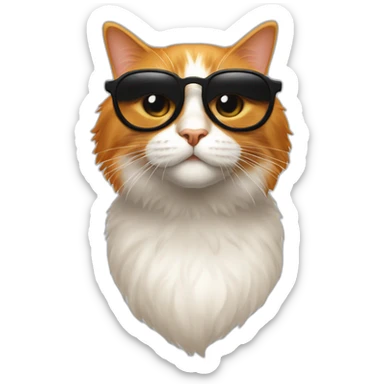 Un chat roux avec des lunettes de soleil noire sticker