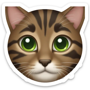 Dark brown female tabby cat with green eyes  sticker