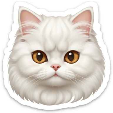 cinematic-adorable-big-eyed-fluffy-solid white-persian-cat-portrait-emoji,-head-tilted-playfully-with-a-sweet-expression,-fluffy-solid white-fur,-simplified-yet-irresistibly-cute-features-with-large,-expression, solid ginger persian cat, chest vicible sticker