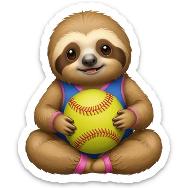 a sloth sitting with a softball sticker