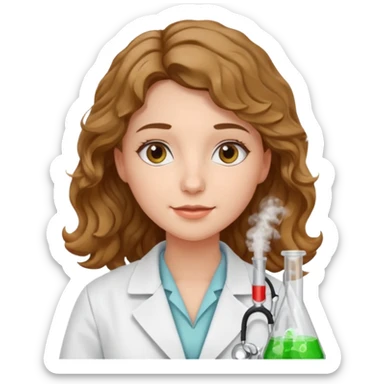 young women pharmacist studying science, wavy hair sticker