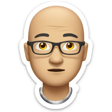  a bald Asian man, in glasses, thinking deeply sticker