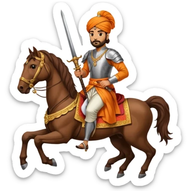 Make a emoji of Chatrapati Shivaji Maharaj in hand must have sward and horse sticker