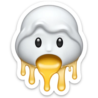 The heat broken emoji in white with sticky white liquid Ozzing out of it with no face sticker