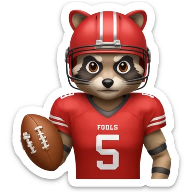 american football player raccoon red sticker