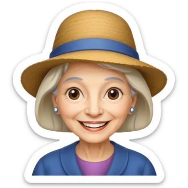 elderly woman with hat sticker