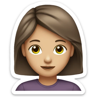 Girl with brown hair green eyes and laptop sticker