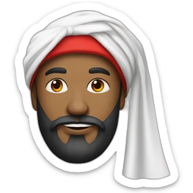 homme bazané avec une longue barbe noir et un turban à carreaux rouges et blancs sticker
