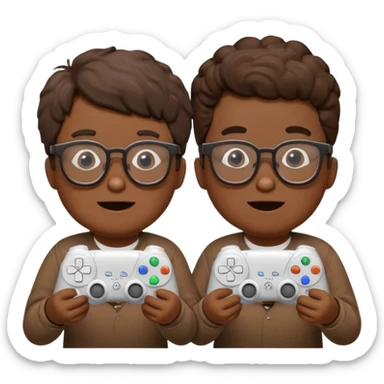 Two poops wearing glasses and each on holding ps5 controller sticker