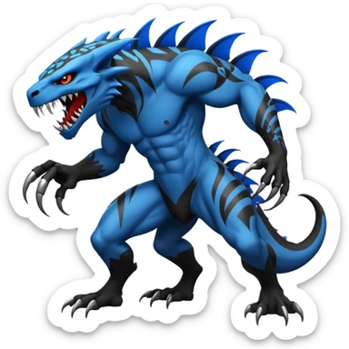 Black and Blue Venom-Stitch-Zekrom-Salandit-Sneasel-fusion, full body, tribal markings  sticker