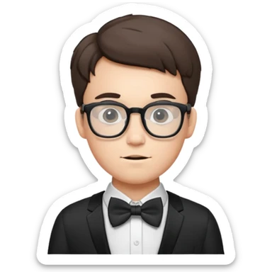 Nerdy specs boy  emoji with bow sticker