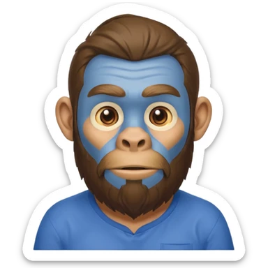 ancient ape, beard, blue shirt sticker