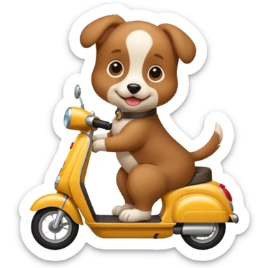 A puppy riding A scooter ￼ sticker