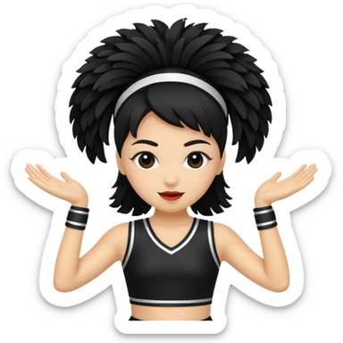 black cheerleader pom pom sticker