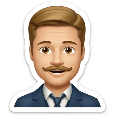 brad pitt with stache sticker