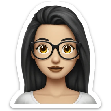Hyperrealistic beautiful white girl, wearing a crown and glasses with tattoos, with long black hair  sticker