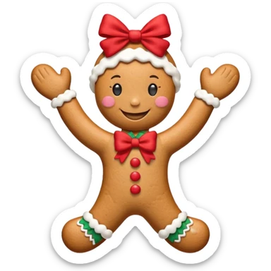 Christmas cookie with arms and legs and red bow on her head sticker