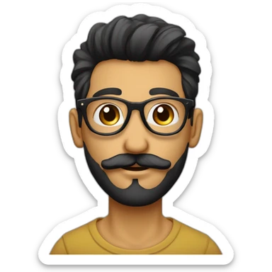 chico guero con lentes hipster, cabello negro despeinado con arete en la oreja izquierda no barba, no bigote sticker