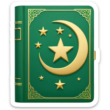 Closed Quran with the Islamic Symbol on it (moon and star) green and only 1 star sticker