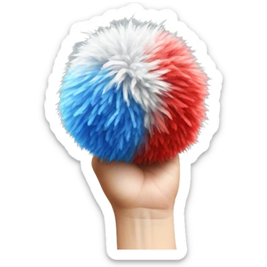 One pom pom that is red, silver, and blue in a hand drawn style sticker