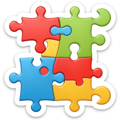 ERP emoji symbolizing business integration with puzzle pieces and network nodes sticker