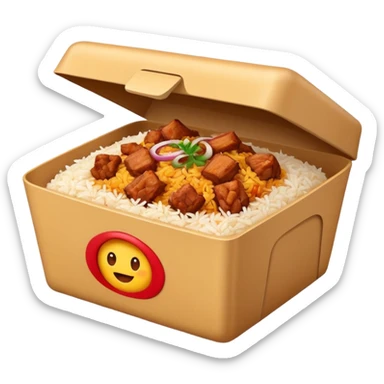 i want an emoji of biriyani in a food delivery box sticker