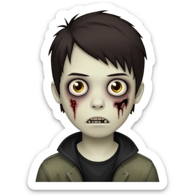 boy zombie with darkish brown kinda long hair emo, no glasses sticker