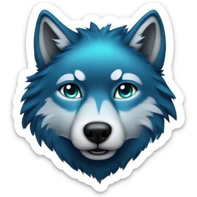 Wolf, Dark Blue fur with Aqua highlights sticker