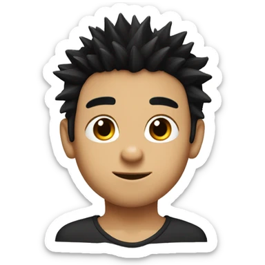 a boy black haired  little spiky with only moustache his skin tone is between whetish and fair sticker