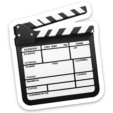 ultra minimal movie slate, simplified to basic shapes, iconic film clapperboard reduced to essential elements sticker