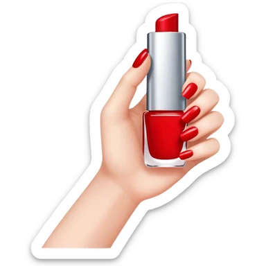 A hand with res nailpolish sticker