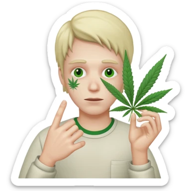 gang dealer drugged white with cannabis on a hand sticker