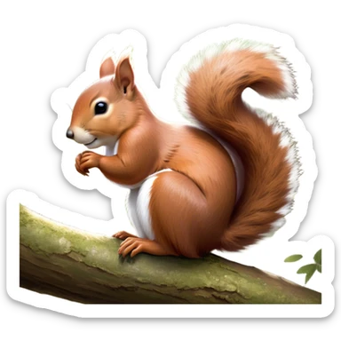Beautiful and Majestic Squirrel Portrait Emoji, Head and body rendered in serene repose with a gentle, content smile and softly closed eyes, showcasing a delicately textured, bushy-tailed form and perky little ears, Simplified yet exquisitely endearing features, highly detailed, glowing with a soft, drowsy woodland light, high shine, relaxed and utterly enchanting, stylized with an air of timeless forest majesty, soft glowing outline, capturing the essence of a beautiful and majestic squirrel that embodies the pure charm of nature! sticker