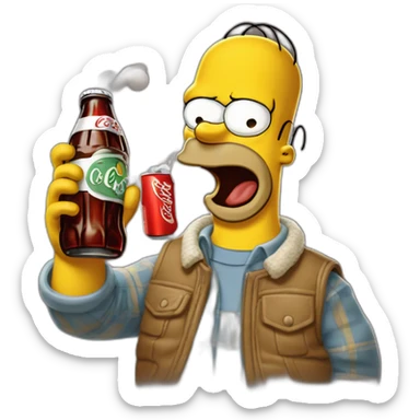 Hommer simpson qui boit un coca cola sticker