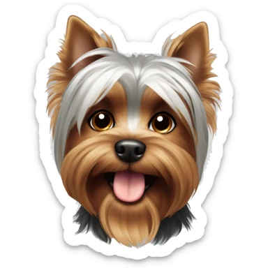 Dog Yorkshire terrier happy brown and silver color  sticker